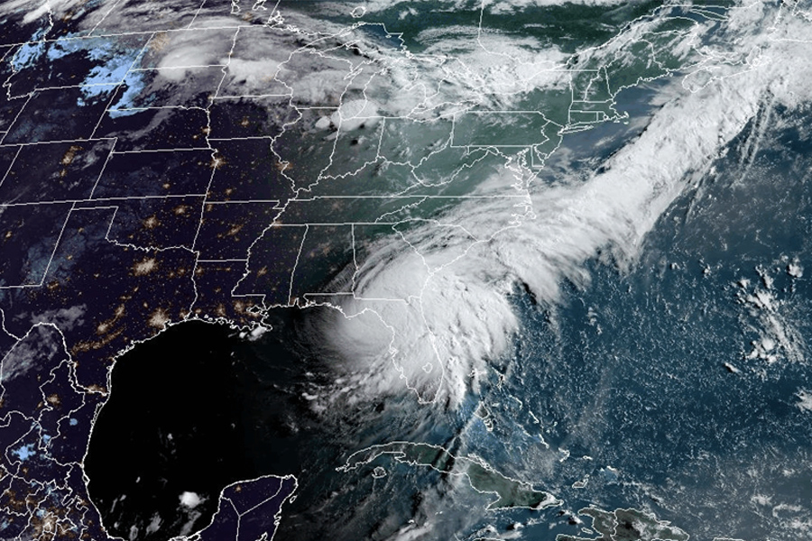 Satellite image of Hurricane Debby making a Florida landfall.