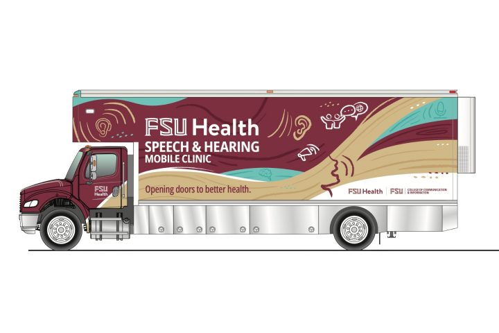 Rendering of FSU Health Mobile Speech and Hearing Clinic bus that will launch later this summer, bringing speech and hearing screenings, evaluations and therapies directly to communities throughout North Florida and the Panhandle