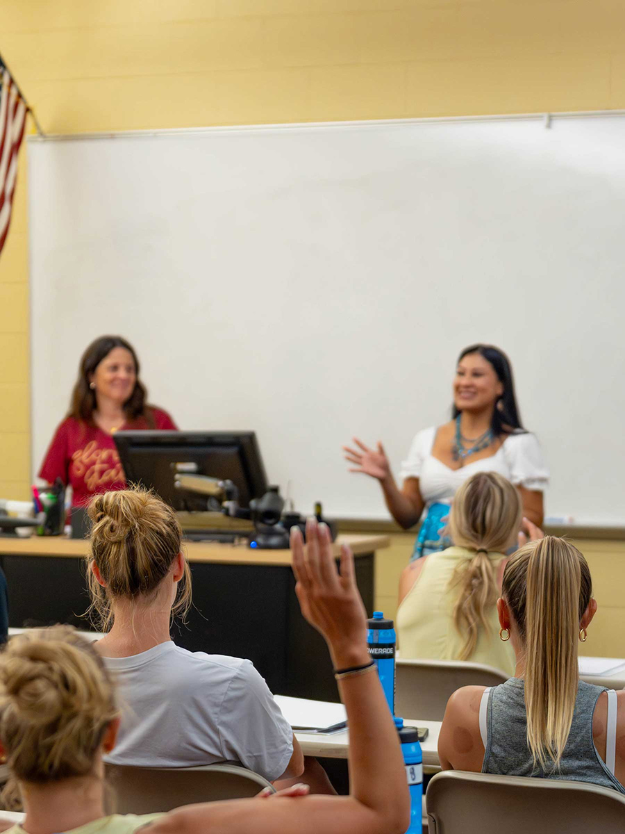 Seminole Tribe member JoJo Osceola with FSU student athletes, July 2025