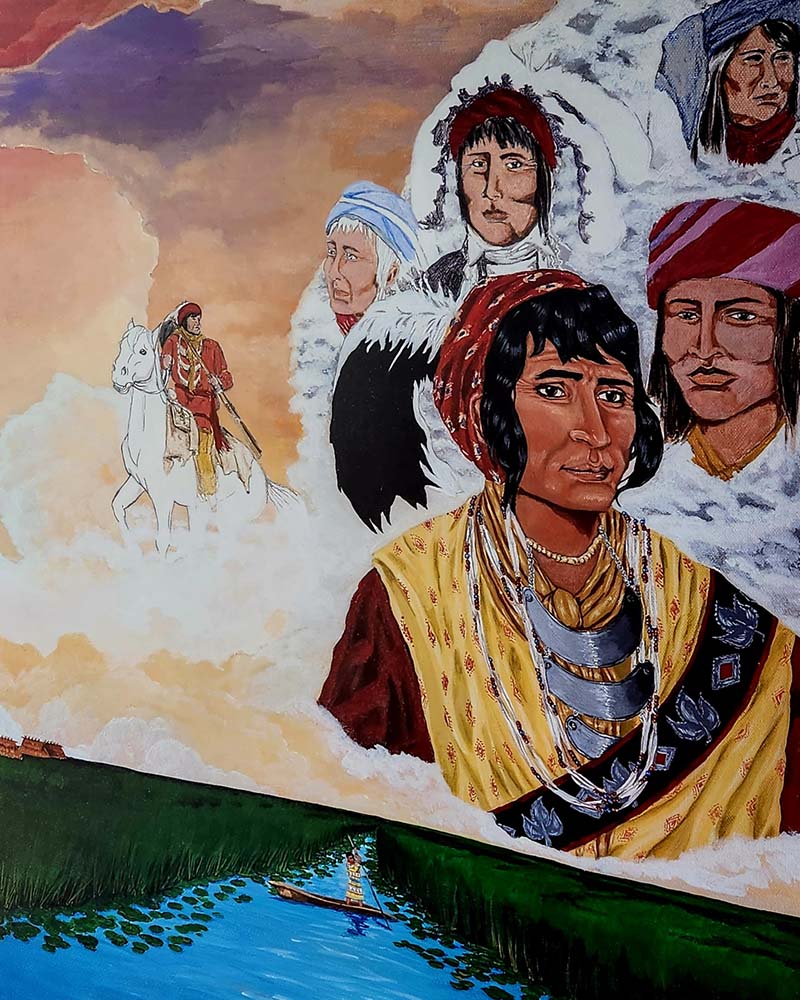 Seminole artwork by Erica Deitz displayed in FSU student union