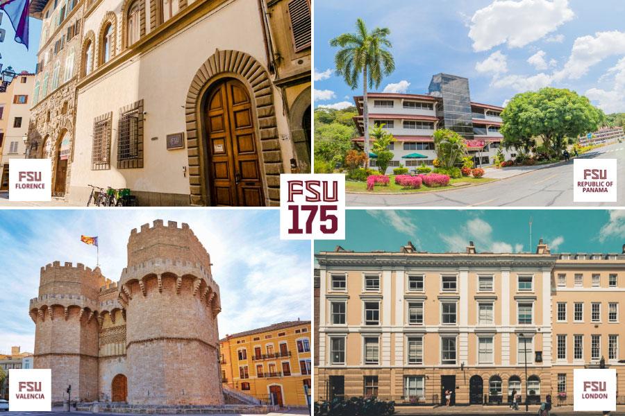 Graphic shows buildings on FSU's four global campuses. 